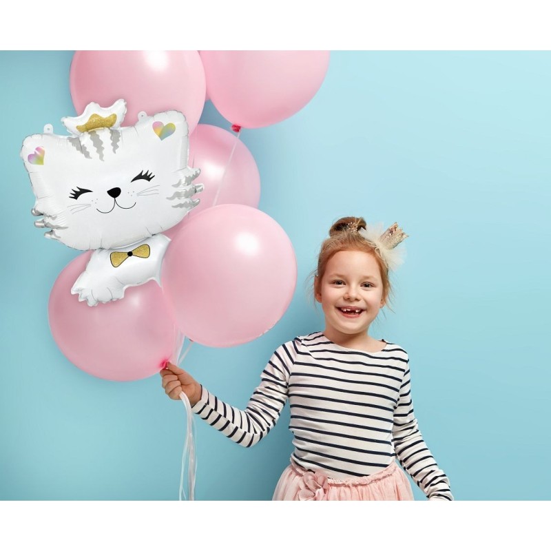 Balon z Helem Biały Kotek – Uroczy Balon dla dzieci