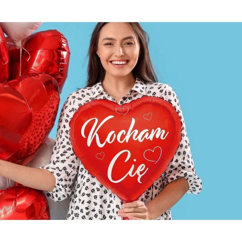 Balon z Helem Czerwone Serce Kocham Cię – Balon z dedykacją