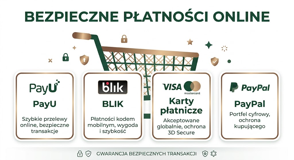 Bezpieczne płatności online za kosze prezentowe - PayU, BLIK, karty płatnicze, PayPal