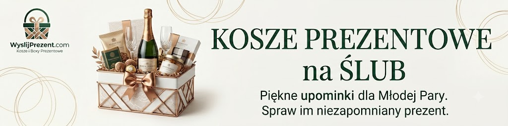 Eleganckie kosze prezentowe na ślub dla nowożeńców